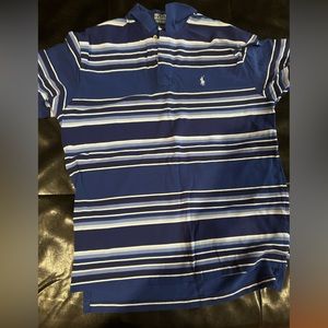 Polo short sleeve shirt navy blue and white